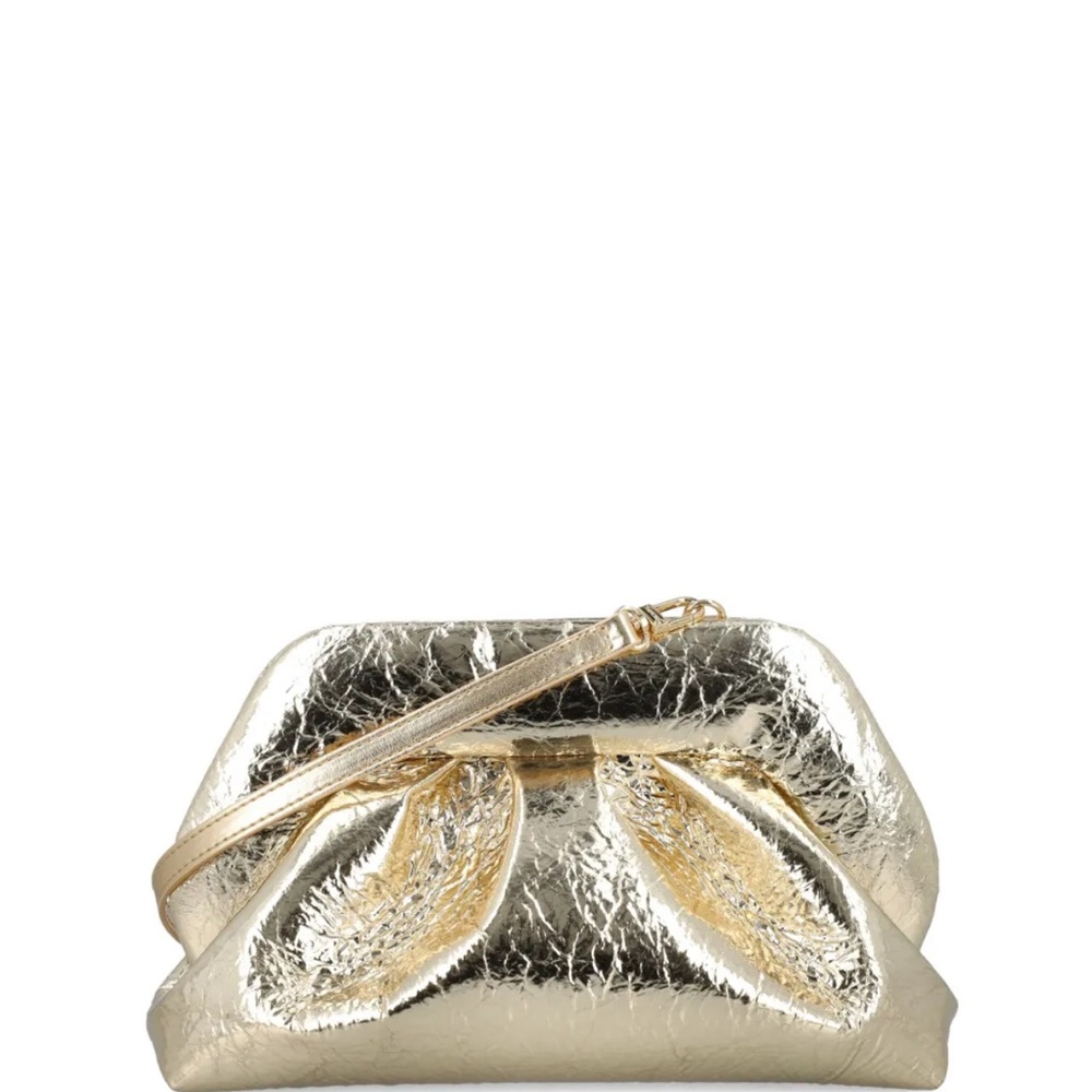 Themoire Tia gold clutch